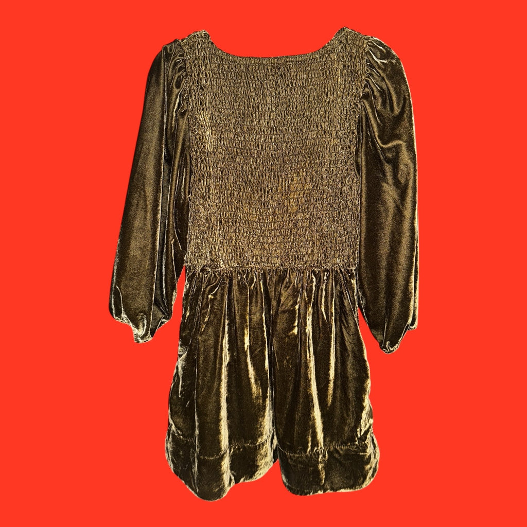 Free People Farrier Velvet Smocked Mini Dress