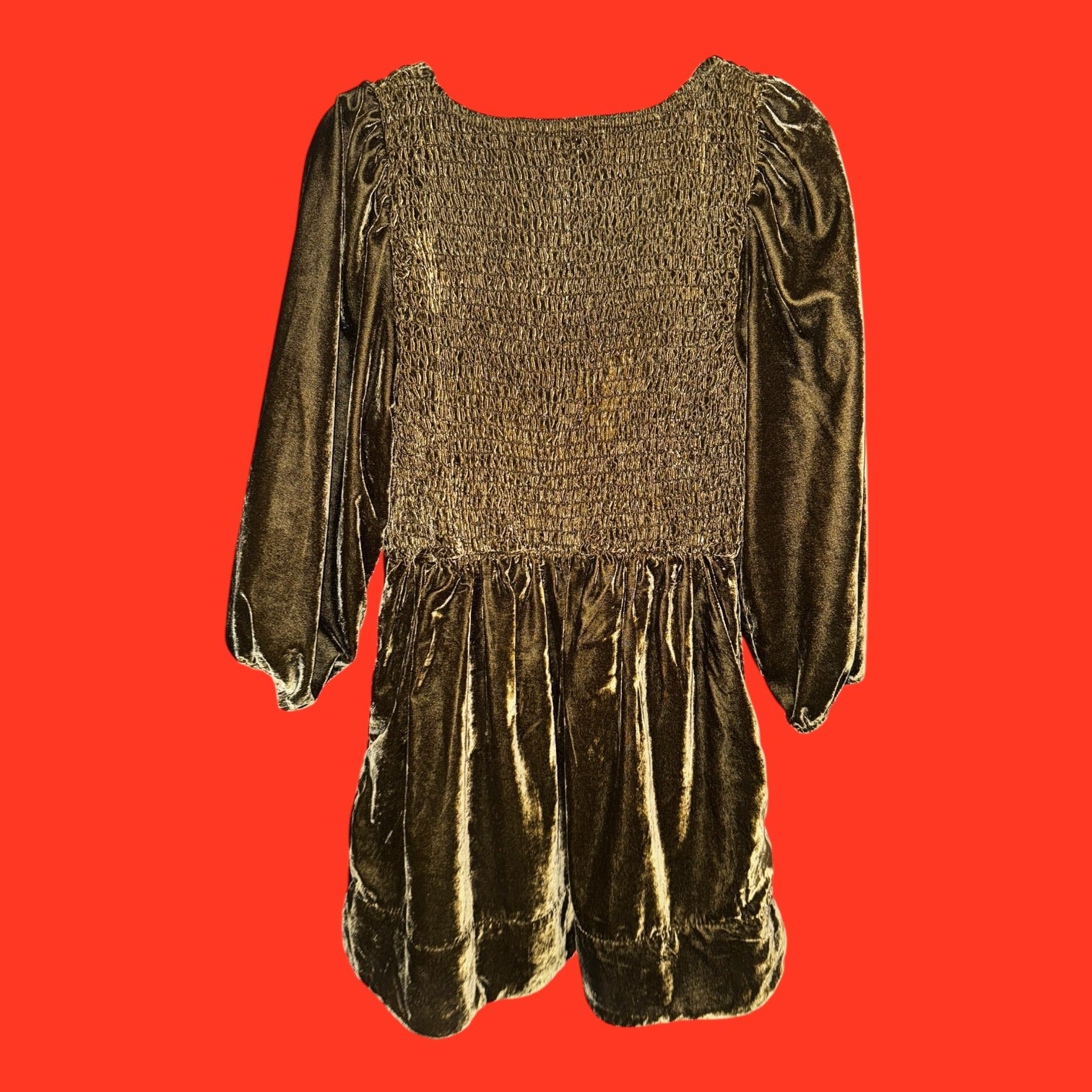 Free People Farrier Velvet Smocked Mini Dress