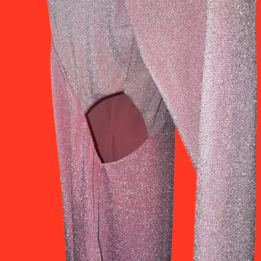 Naked Wardrobe Cutout Metallic Dress