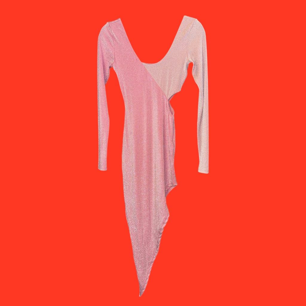 Naked Wardrobe Cutout Metallic Dress