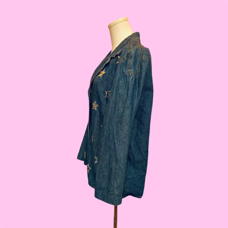 Vintage Embroidered Star Denim Button Up