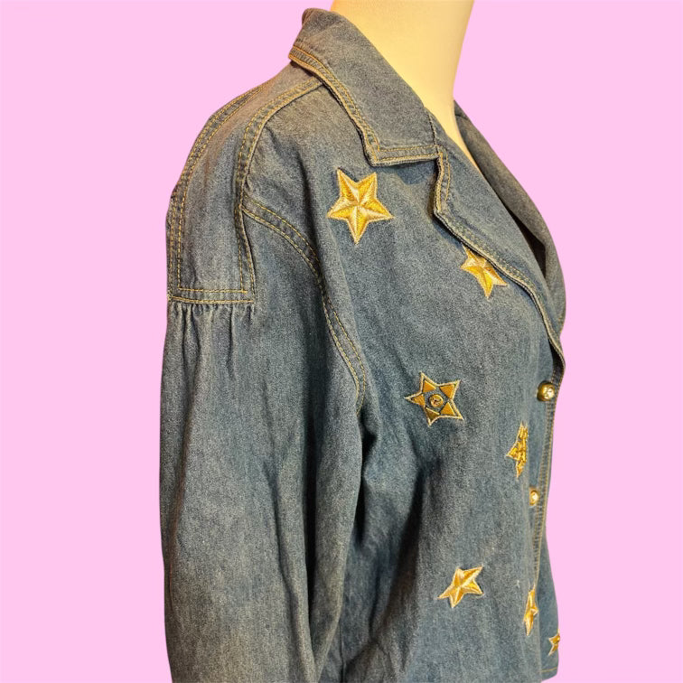 Vintage Embroidered Star Denim Button Up