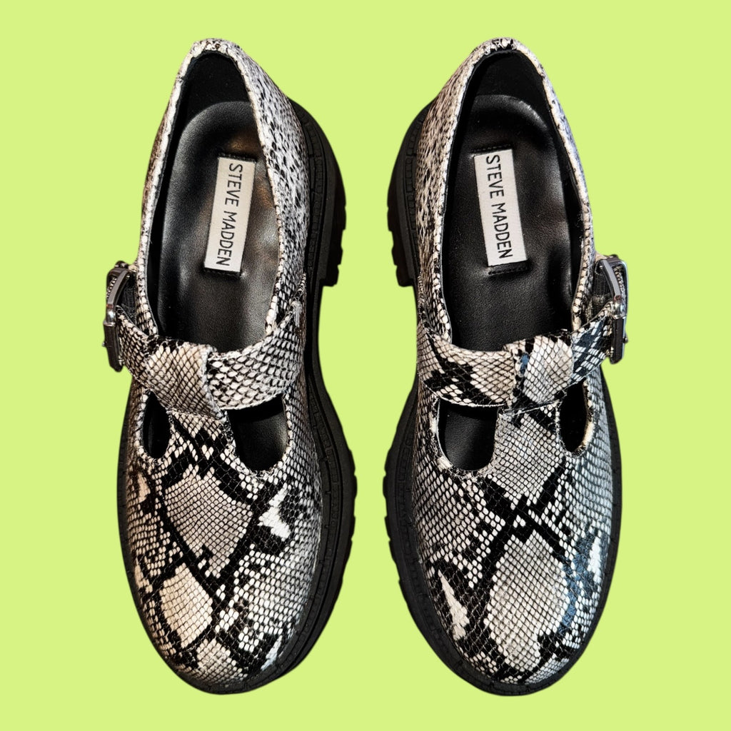 Steve Madden Snake Skin Lug Sole Mary Jane