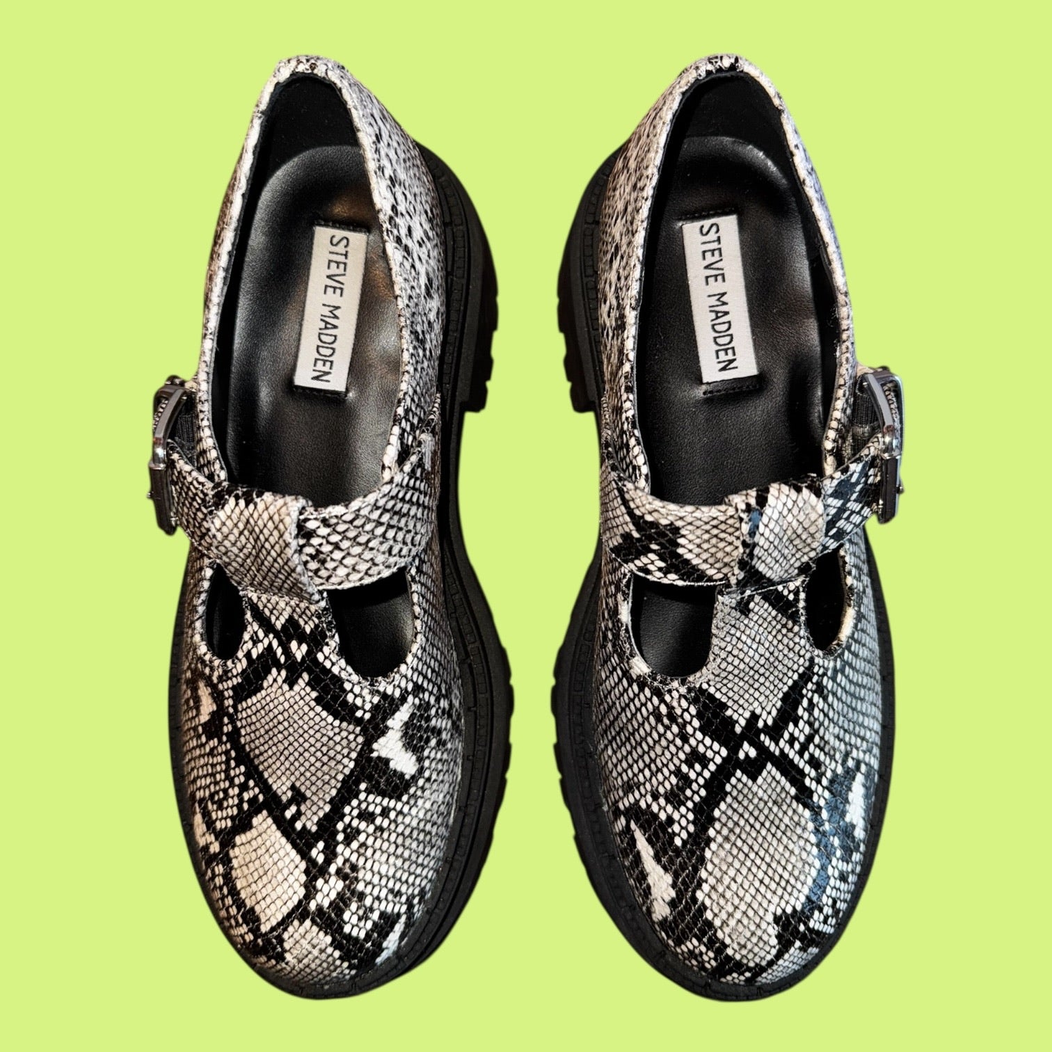 Steve Madden Snake Skin Lug Sole Mary Jane