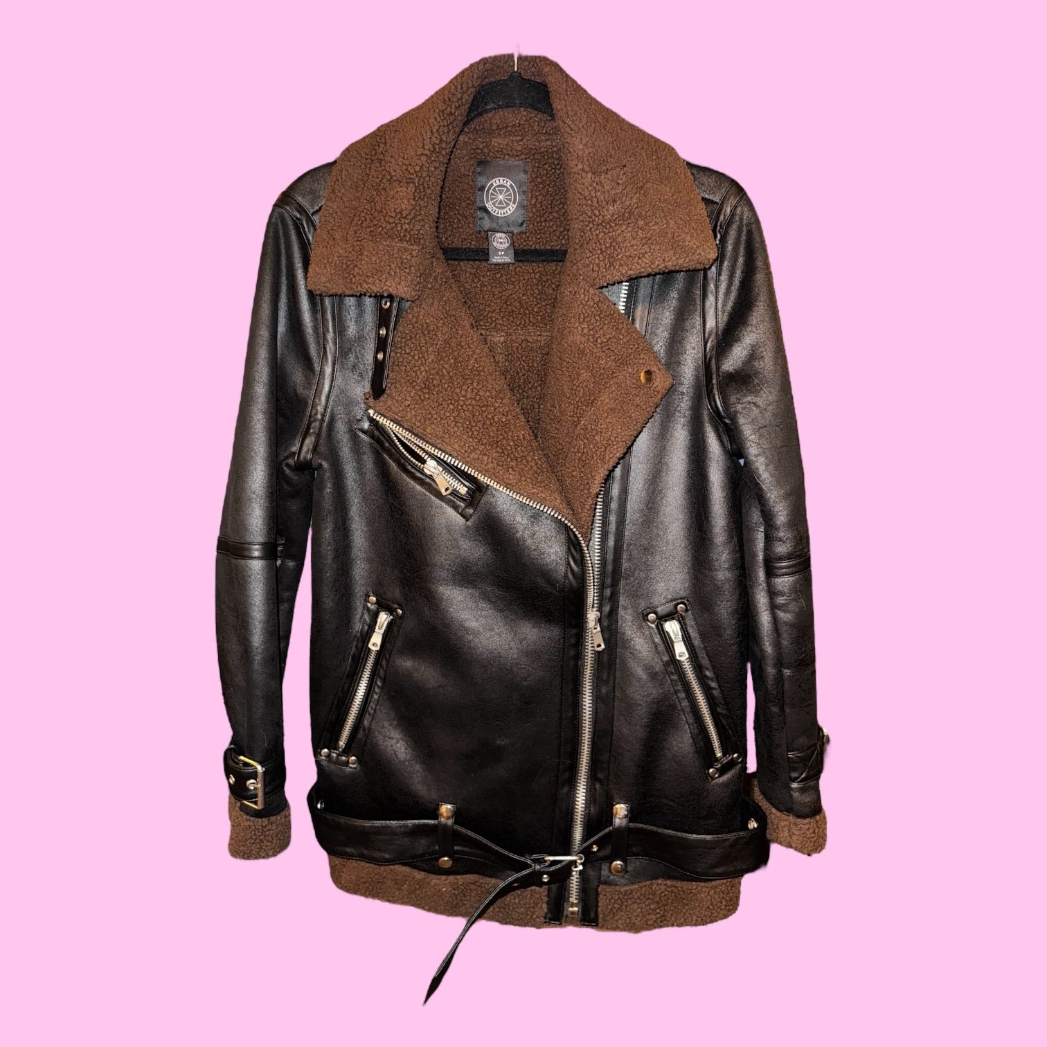 UO Oversized Faux Leather Aviator Jacket