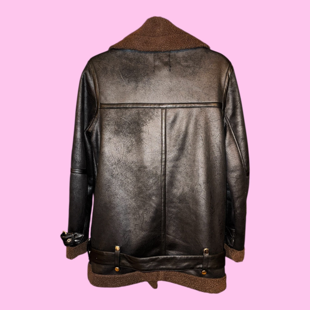 UO Oversized Faux Leather Aviator Jacket