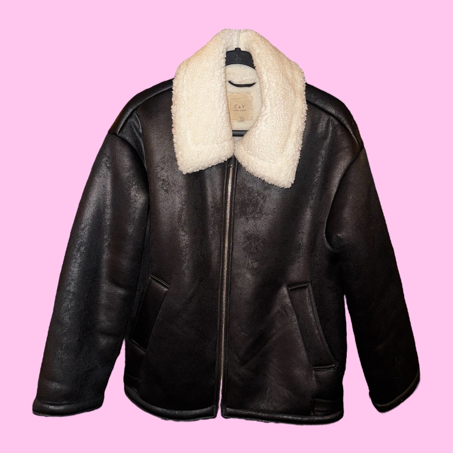 Chelsea & Violet Sherpa Lined Moto Jacket