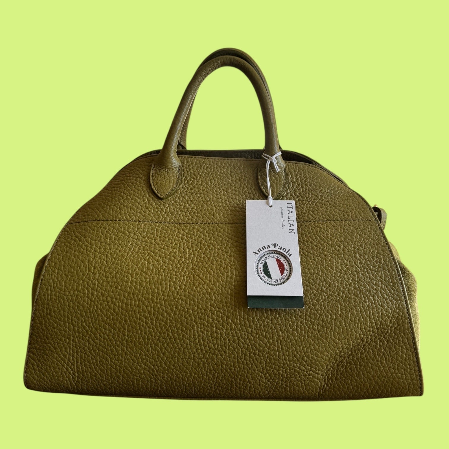 Anna Paola Italian Leather & Suede Olive Green Bag